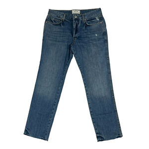 We The Free Jeans Womens Size 27 Mid Rise Distressed With Raw Hem Button Fly